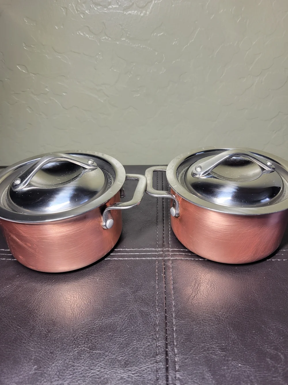 Copper Mini 4 Inches Cocottes With Stainless Steel Lids Collectible Cookware
